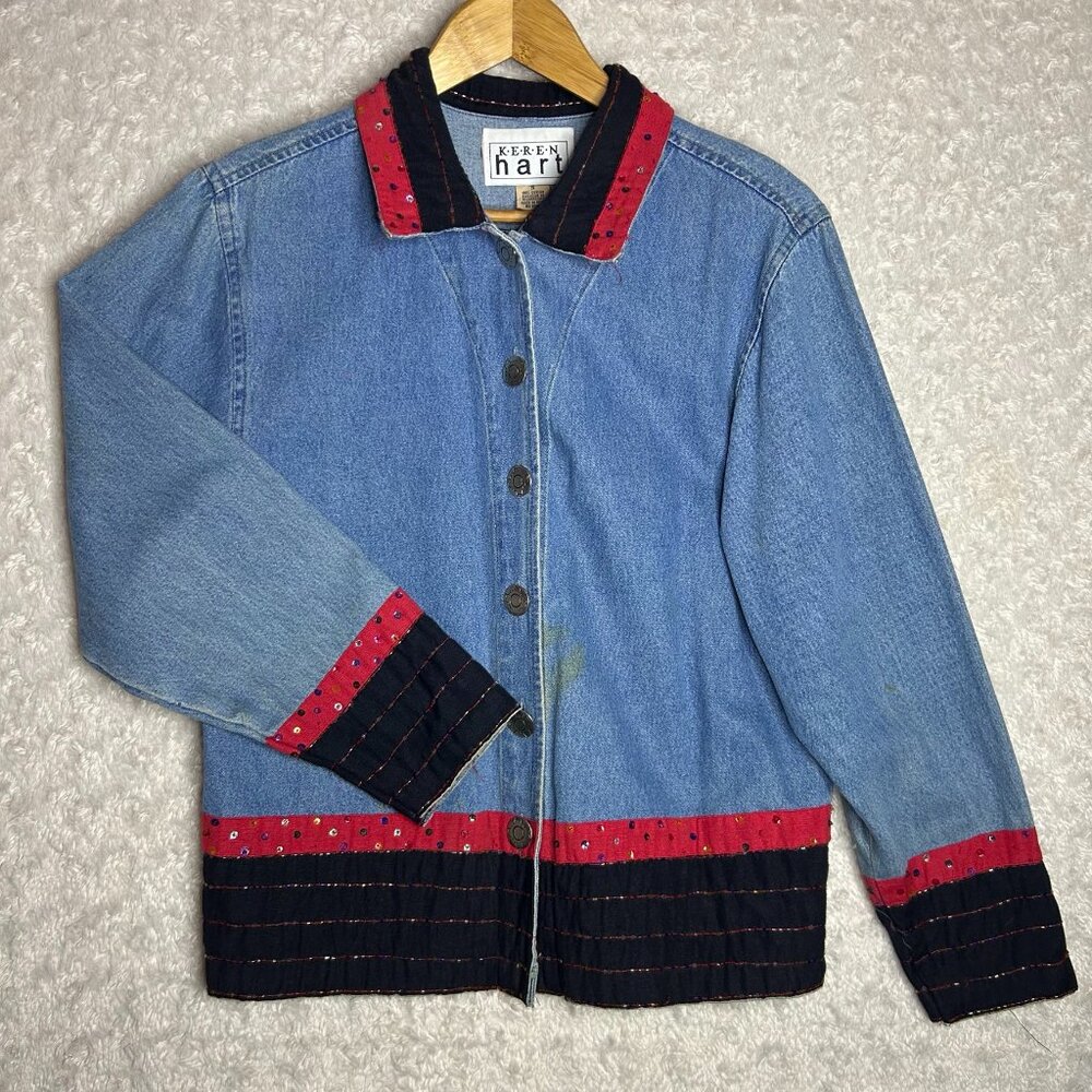 Keren Hart‎ Tantrum Blues Inspired Jean Jacket Size Small